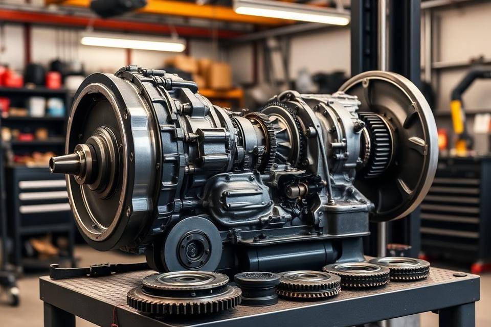 Transmission rebuild on the bench at Johnny's Radiator and Auto Repair in Victorville